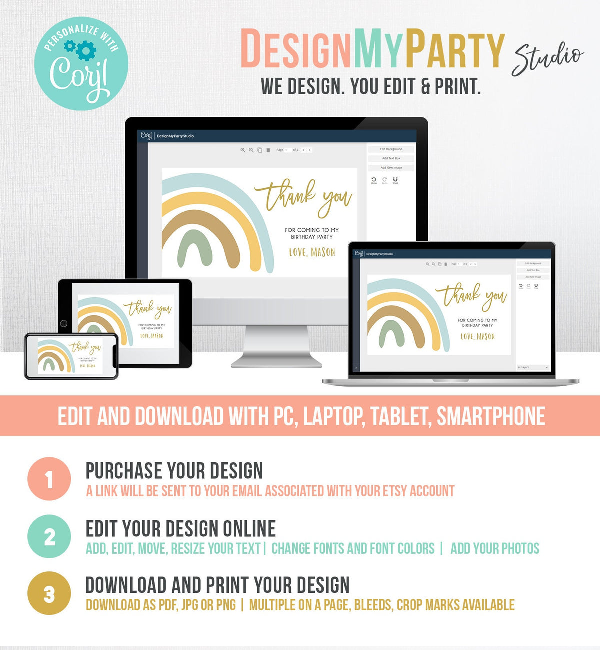 Editable Rainbow Gable Gift Box Label Muted Rainbow Birthday Party Boy Treat Box Label Rainbow Favor Download Printable Digital Corjl 0331