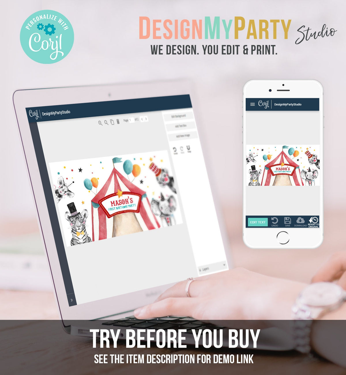 Editable Circus Gable Gift Box Label Carnival Favor Box Circus Birthday Treat Box Label Circus Theme Big Top Digital Template Printable 0355