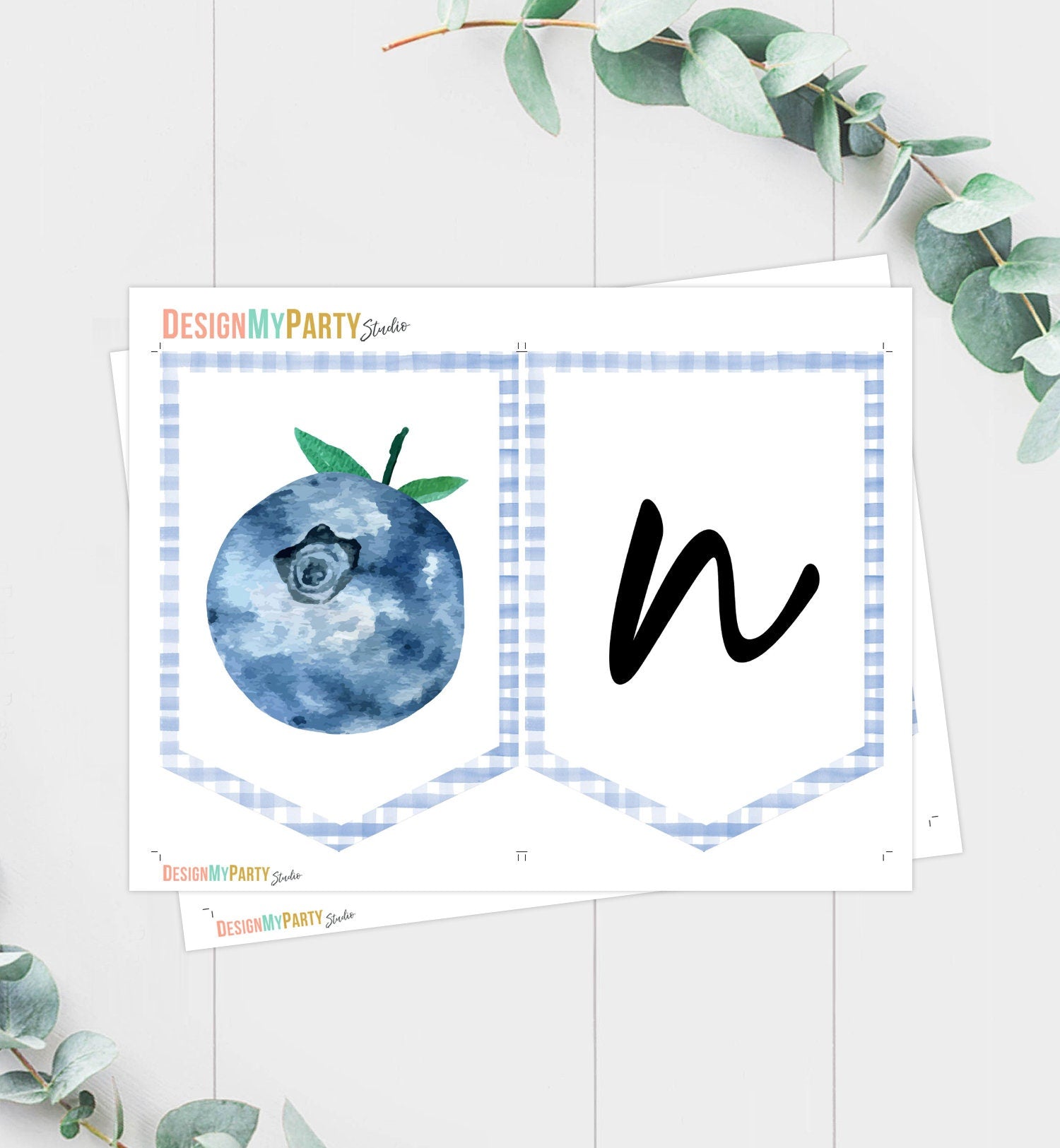 Blueberry High Chair Banner Berry First Birthday Boy 1st Blueberry Garland High Chair Banner ONE Fruit Party Decor PRINTABLE Digital 0399