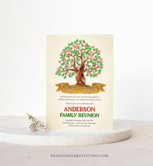 Editable Family Tree Invitation Family Reunion Party Family Tree Gathering Picnic BBQ Summer Christmas Download Corjl Template Printable