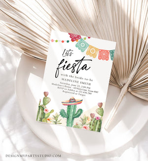 Editable Fiesta Bridal Shower Invitation Couples Shower Mexican Cactus Succulent Desert Floral Printable Invitation Template Corjl 0404