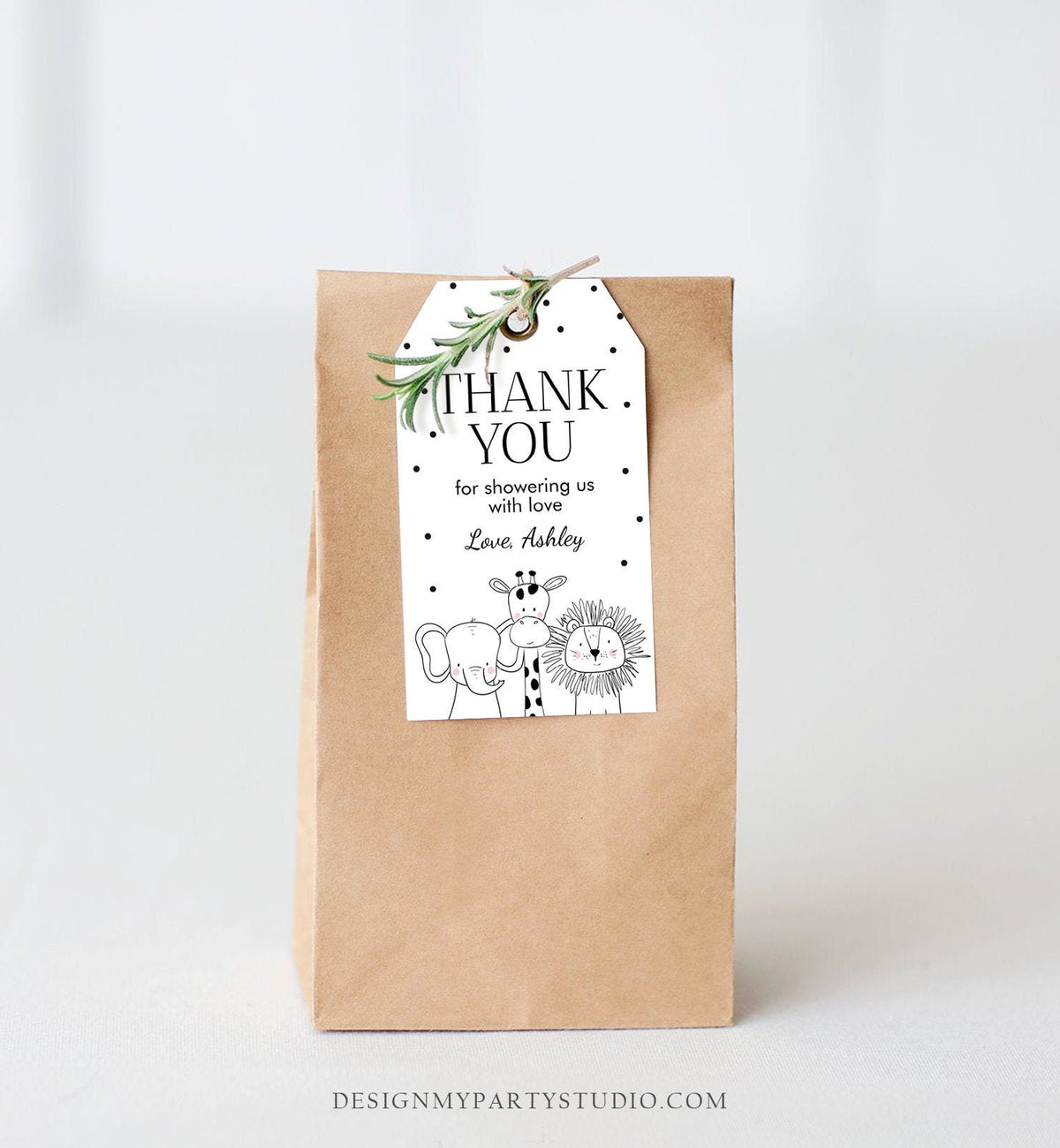 Editable Safari Animals Favor Tags Baby Shower Thank You Tags Safari Zoo Animals Jungle Cute Gender Neutral Digital Corjl Template 0039