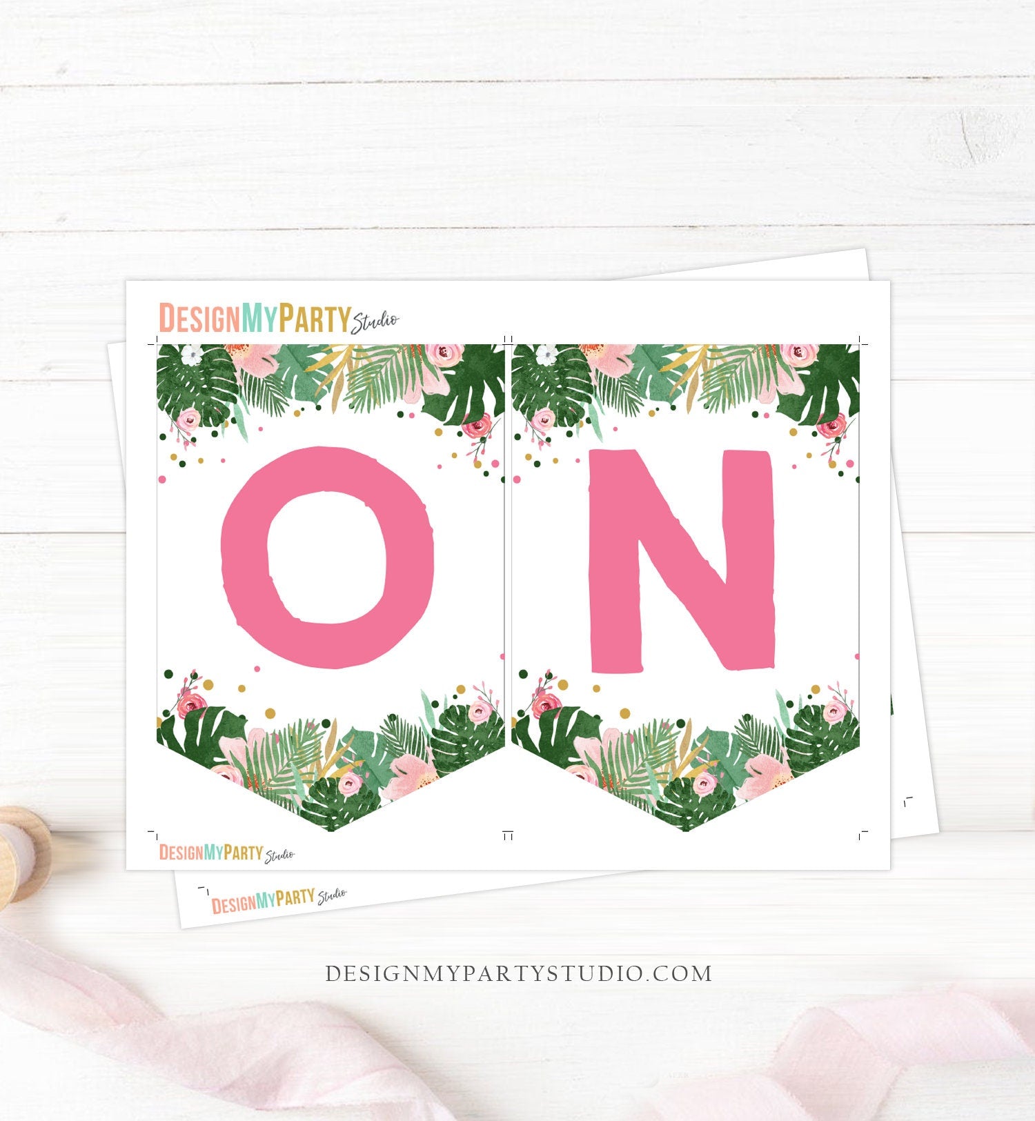 High Chair Banner Safari Pink Gold Girl First Birthday Wild One Party Animals Wild Onederful ONE Banner Digital Download Printable 0016 0332