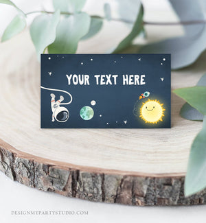 Editable Space Food Labels Galaxy Birthday Food Cards Tent Card Astronaut Outer Space Birthday Boy Buffet Label Template Corjl 0046