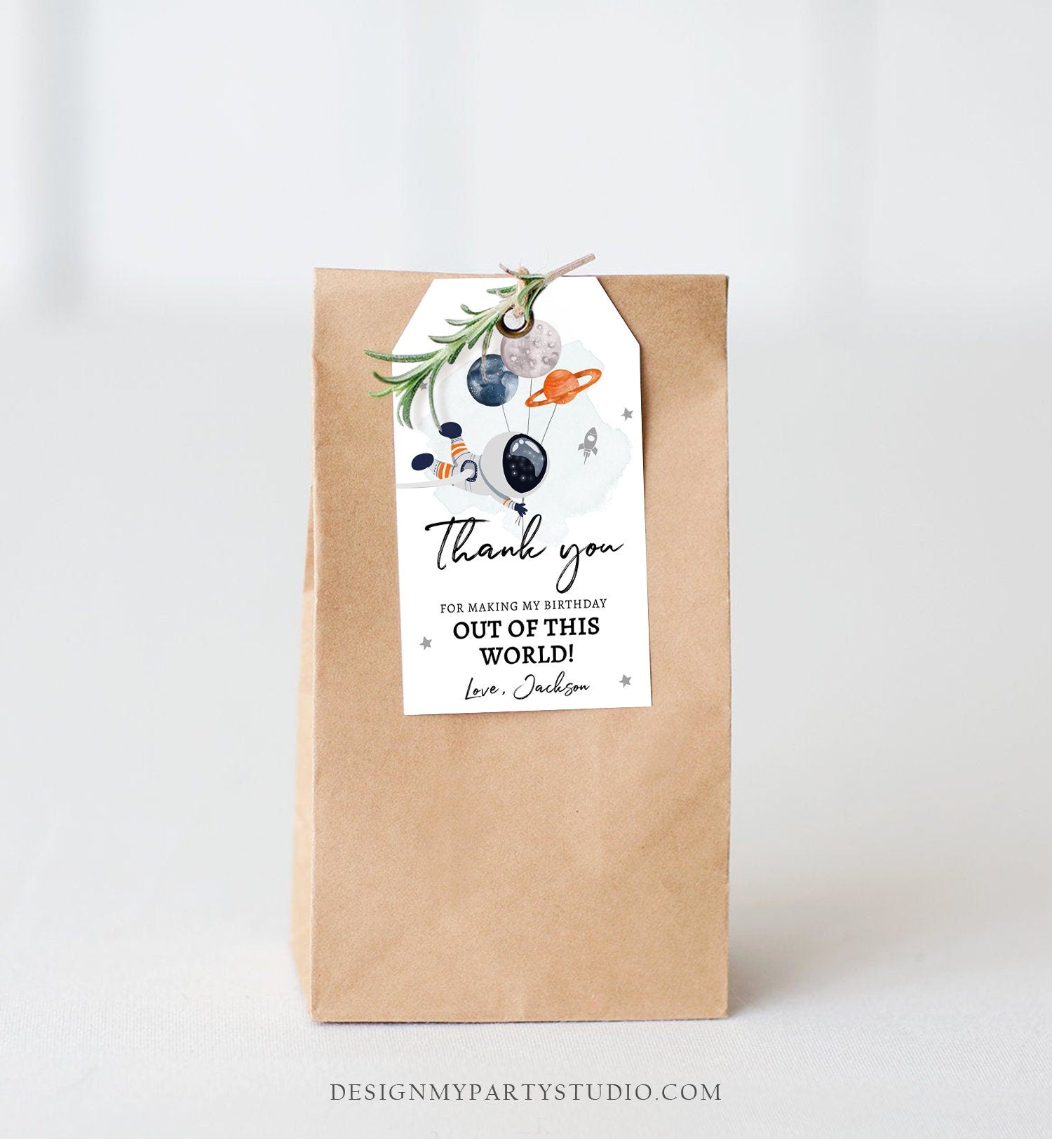 Editable Outer Space Favor Tags Astronaut Birthday Thank You Gift Label Galaxy Trip Out Of World Planets Digital Template Printable 0366