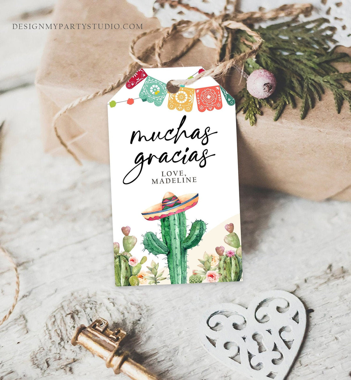 Editable Cactus Fiesta Favor Tags Fiesta Thank You Tags Mexican Muchas Gracias Bridal Shower Succulent Couples Shower Corjl Template 0404
