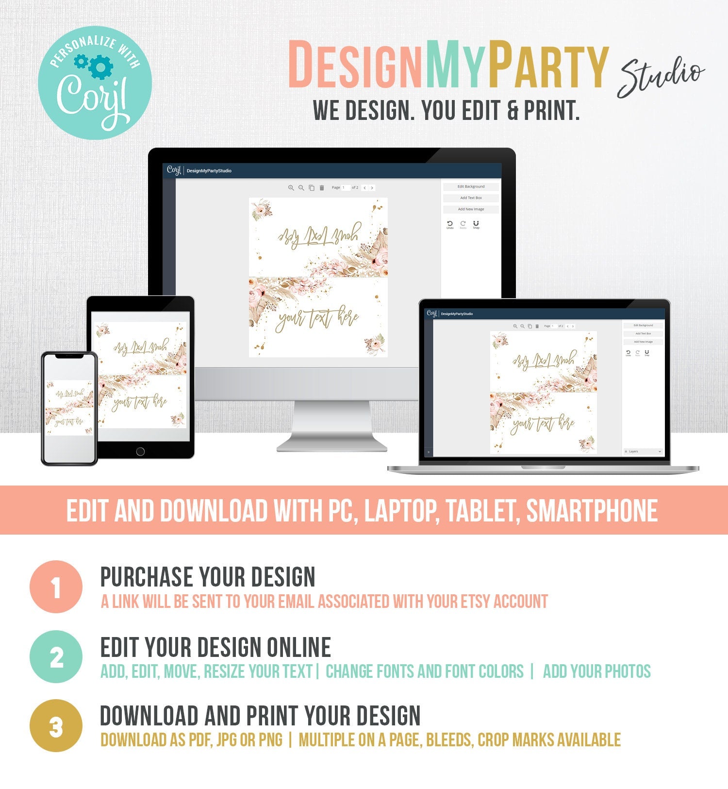 Editable Pampas Grass Food Labels Boho Baby Shower Birthday Party Place Card Food Tents Bohemian Desert Digital Template Printable 0395