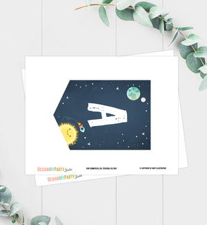Space Alphabet Banner Letters A to Z Numbers Space Birthday Banner Boy Blue Galaxy Party Decor DIY Baby Shower Banner DIY Printable 0046