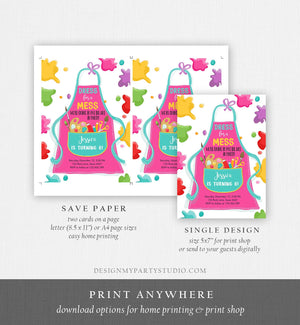 Editable Painting Party Invitation Art Party Birthday Invite Girl Pink Paint Craft Party Download Printable Template Digital Corjl 0319