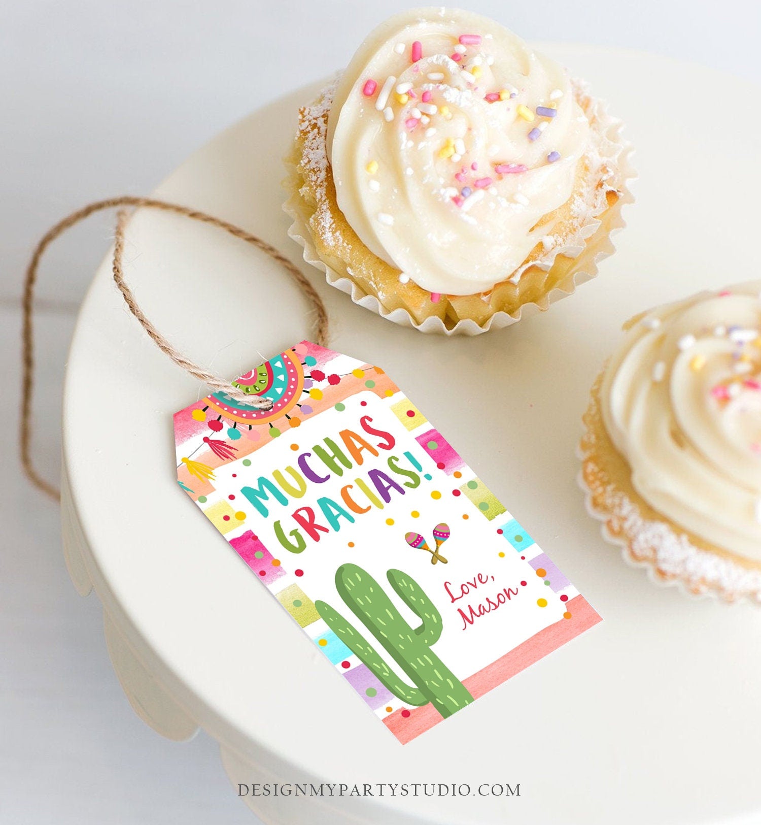 Editable Fiesta Favor Tag Fiesta Birthday Shower Thank You Tags Cactus Mexican Label Muchas Gracias First Fiesta Template Digital 0134
