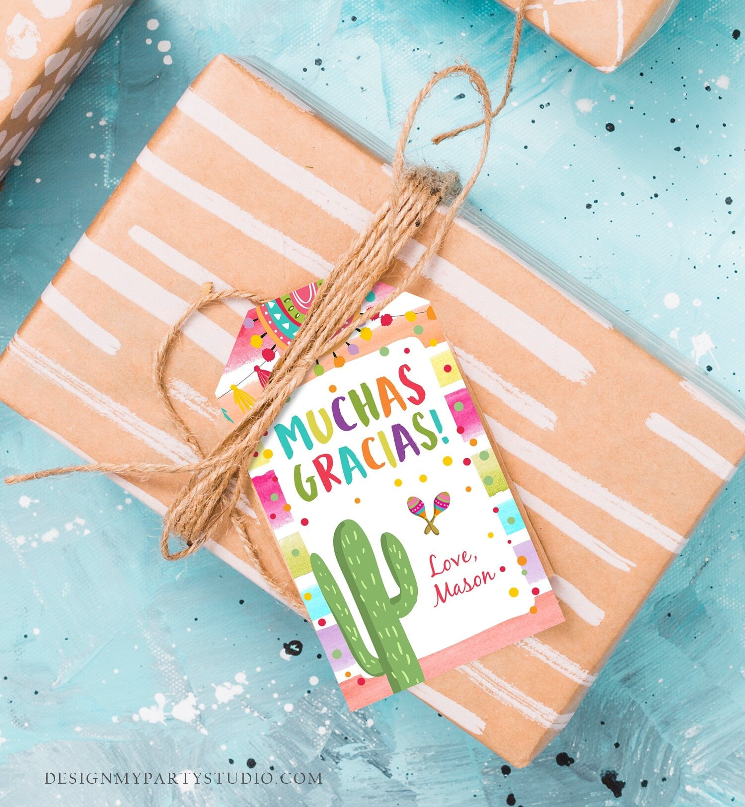 Editable Fiesta Favor Tag Fiesta Birthday Shower Thank You Tags Cactus Mexican Label Muchas Gracias First Fiesta Template Digital 0134
