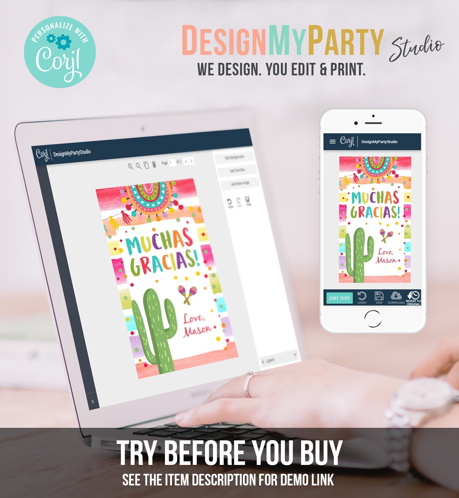 Editable Fiesta Favor Tag Fiesta Birthday Shower Thank You Tags Cactus Mexican Label Muchas Gracias First Fiesta Template Digital 0134