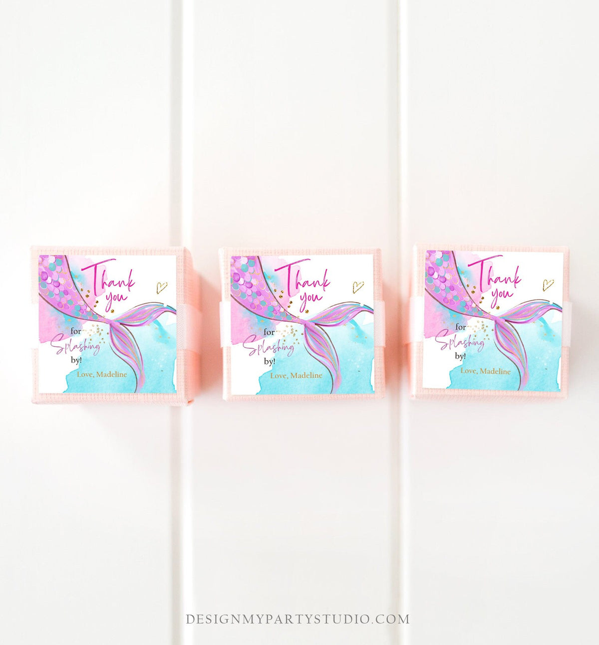 Editable Mermaid Birthday Favor Tags Under The Sea Thank You Tag Mermaid Party Mermaid Stickers Digital Download Template Printable 0403