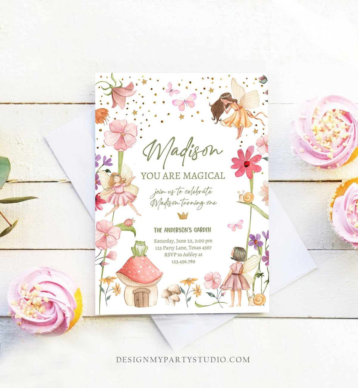 Editable Fairy Birthday Invitation Fairy Garden Birthday Fairy Forest Girls 1st Birthday Magical Download Evite Template Printable 0406