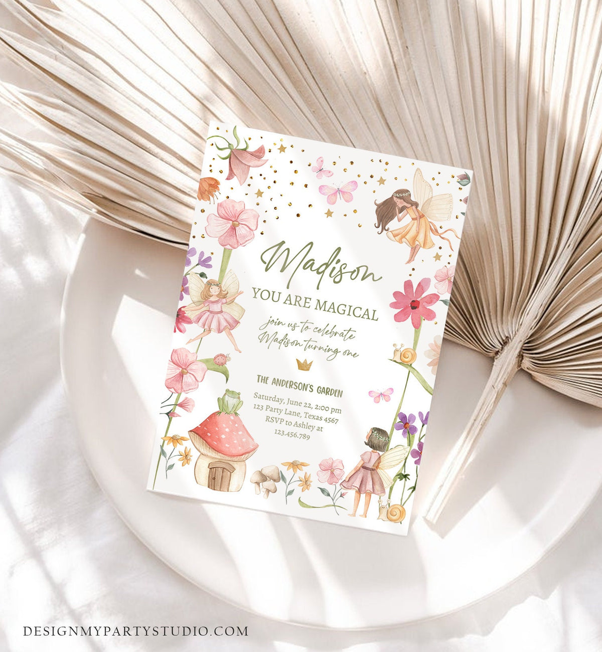 Editable Fairy Birthday Invitation Fairy Garden Birthday Fairy Forest Girls 1st Birthday Magical Download Evite Template Printable 0406