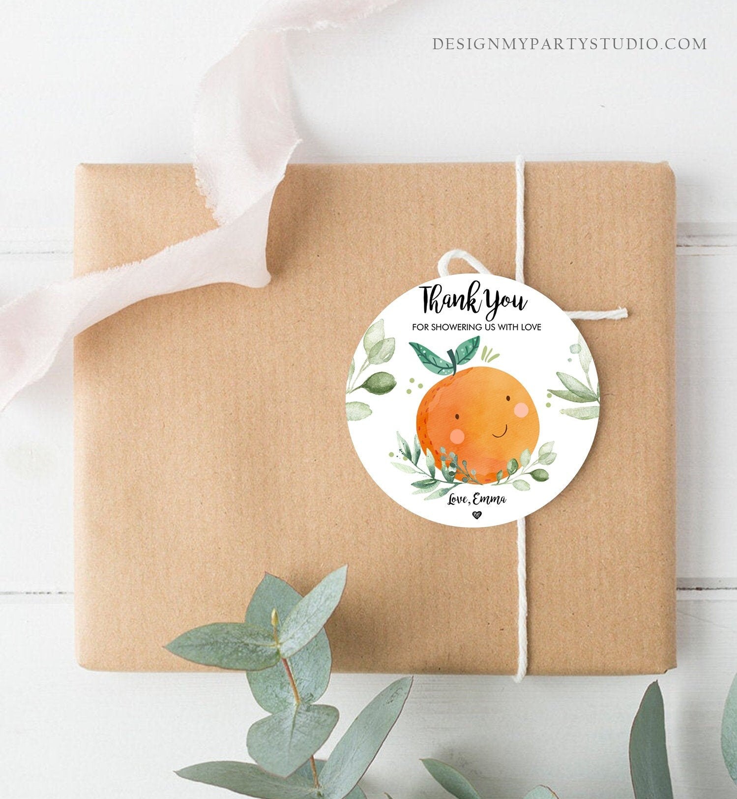 Editable A Little Cutie is on The Way Favor Tag Orange Clementine Baby Shower Cutie Gift Greenery Neutral Template Corjl Printable 0330