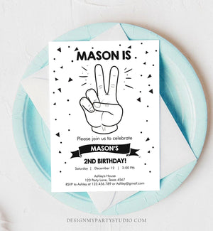 Editable Two Cool Birthday Invitation Boy Second Birthday Party 2nd I'm this Many I'm Two Cool Peace Hip Hop Printable Corjl Template 0136