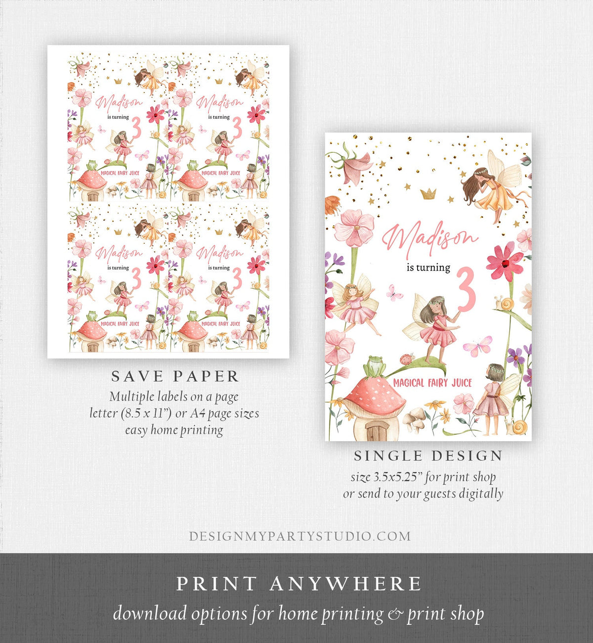 Editable Fairy Birthday Juice Pouch Label Juice Favors Fairy Garden Party Birthday Decor Enchanted Forest Download Template Printable 0406