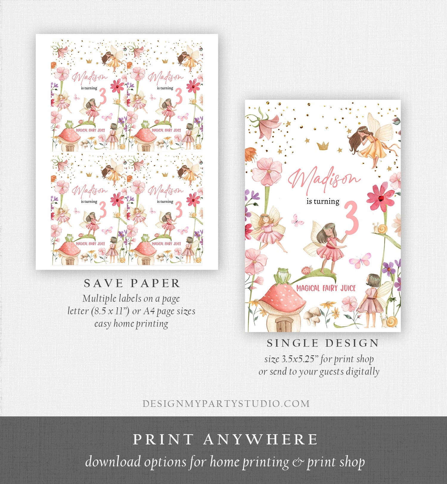 Editable Fairy Birthday Juice Pouch Label Juice Favors Fairy Garden Party Birthday Decor Enchanted Forest Download Template Printable 0406