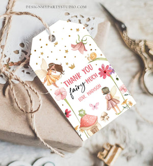 Editable Fairy Favor Tags Enchanted Forest Birthday Thank you tags Label Girl Fairy Garden Gift tags Download Template PRINTABLE Corjl 0406