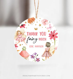 Editable Fairy Favor Tags Enchanted Forest Birthday Thank you tags Label Girl Fairy Garden Stickers Download Template PRINTABLE Corjl 0406