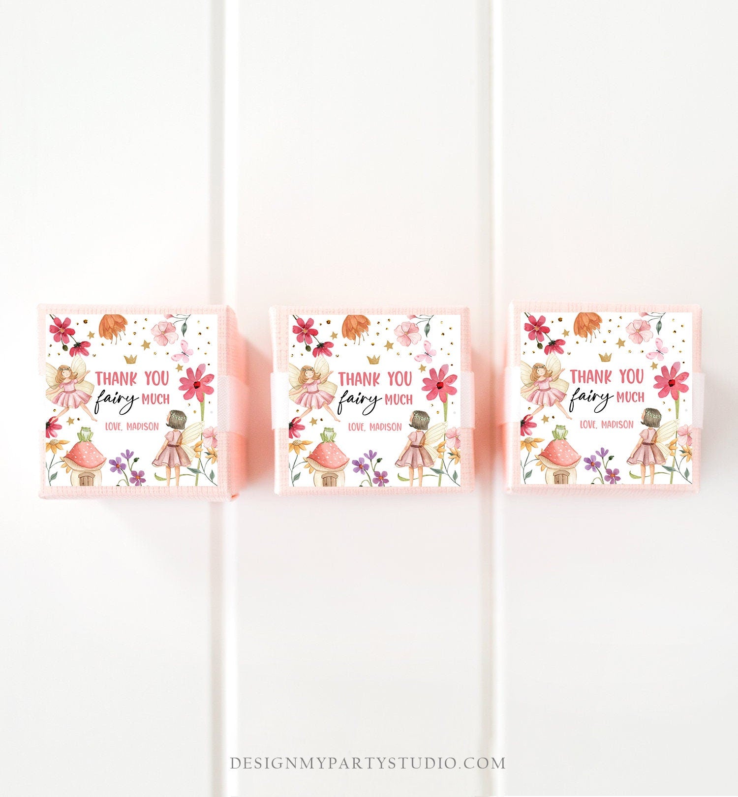 Editable Fairy Favor Tags Enchanted Forest Birthday Thank you tags Label Girl Fairy Garden Stickers Digital Download Template Printable 0406