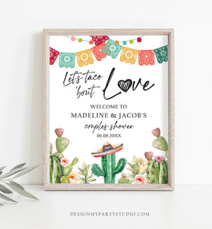 Editable Taco Bout Love Welcome Sign Couples Shower Cactus Mexican Succulent Bridal Shower Wedding Watercolor Corjl Template Printable 0404