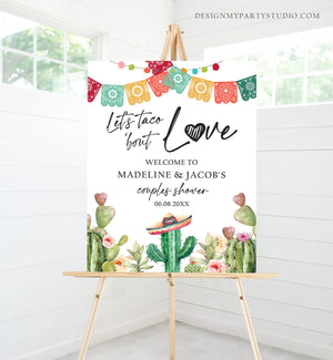 Editable Taco Bout Love Welcome Sign Couples Shower Cactus Mexican Succulent Bridal Shower Wedding Watercolor Corjl Template Printable 0404