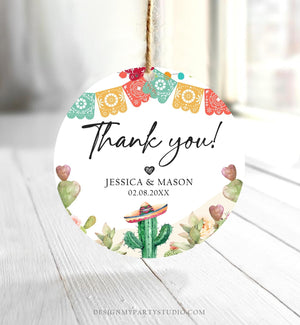 Editable Cactus Thank You Favor Tag Round Squared Fiesta Baby Shower Birthday Bridal Watercolor Sticker Succulent Corjl Template 0404