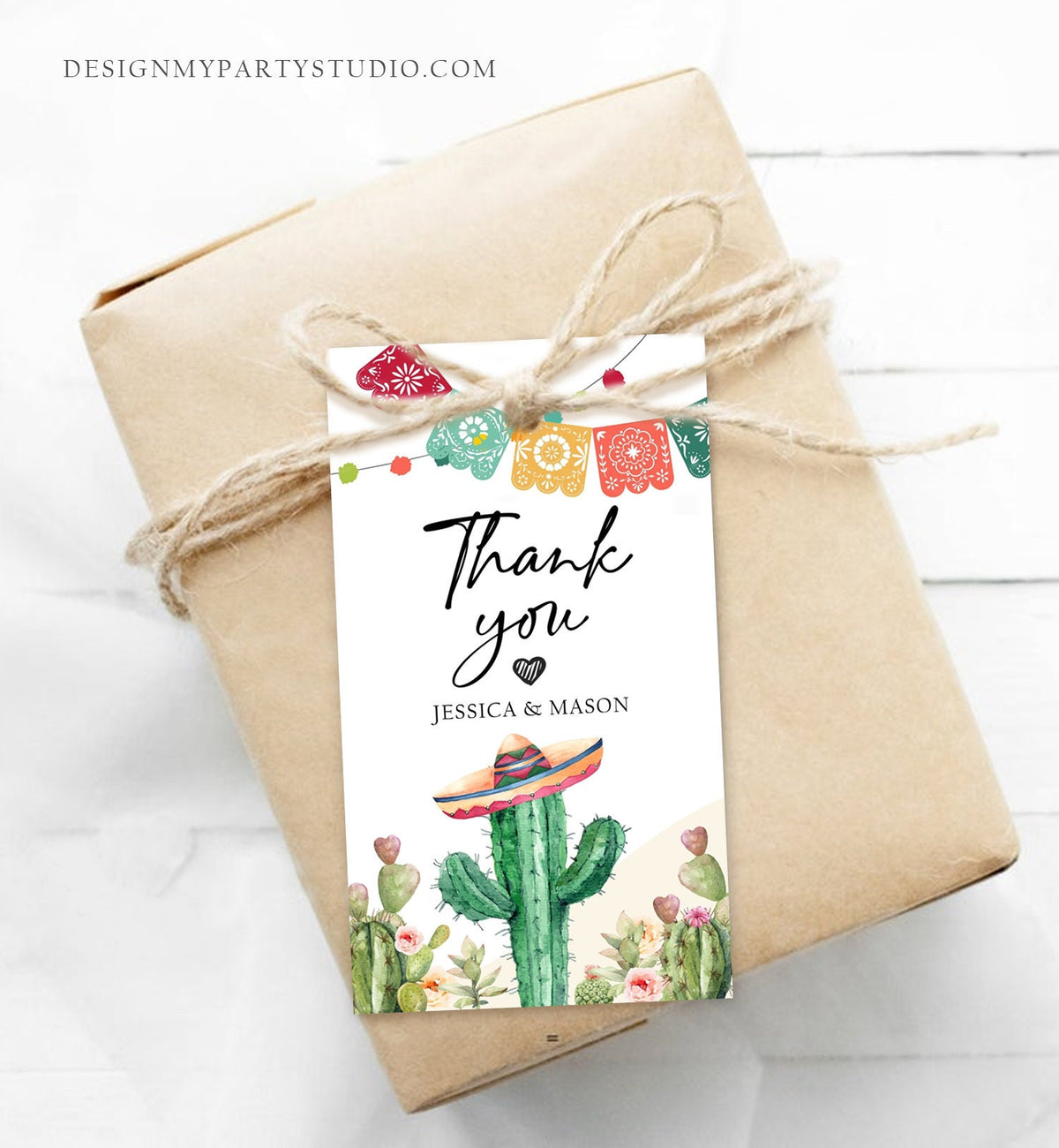 Editable Cactus Fiesta Favor Tags Fiesta Thank You Tag Mexican Muchas Gracias Bridal Shower Succulent Couples Watercolor Corjl Template 0404
