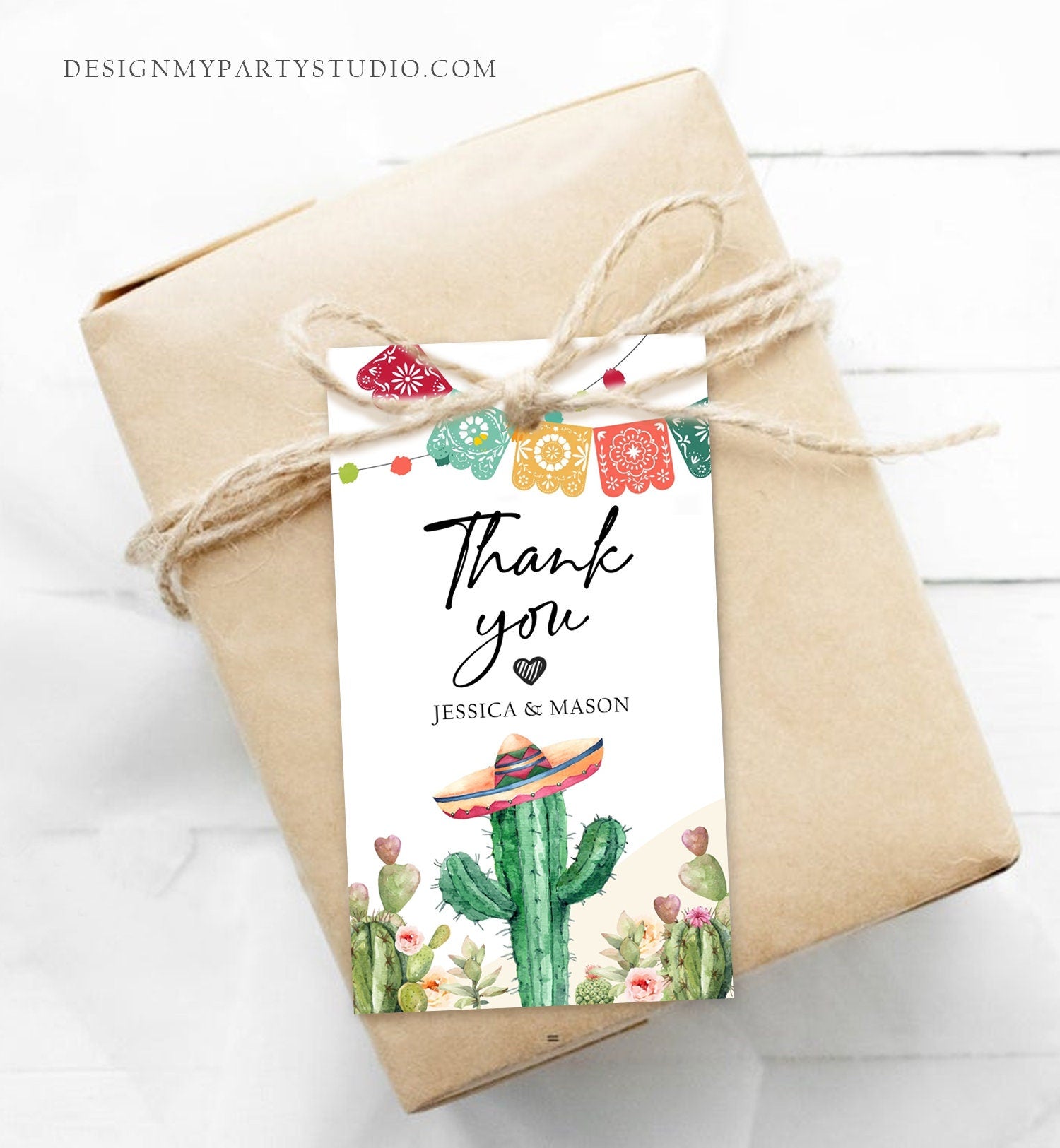 Editable Cactus Fiesta Favor Tags Fiesta Thank You Tag Mexican Muchas Gracias Bridal Shower Succulent Couples Watercolor Corjl Template 0404