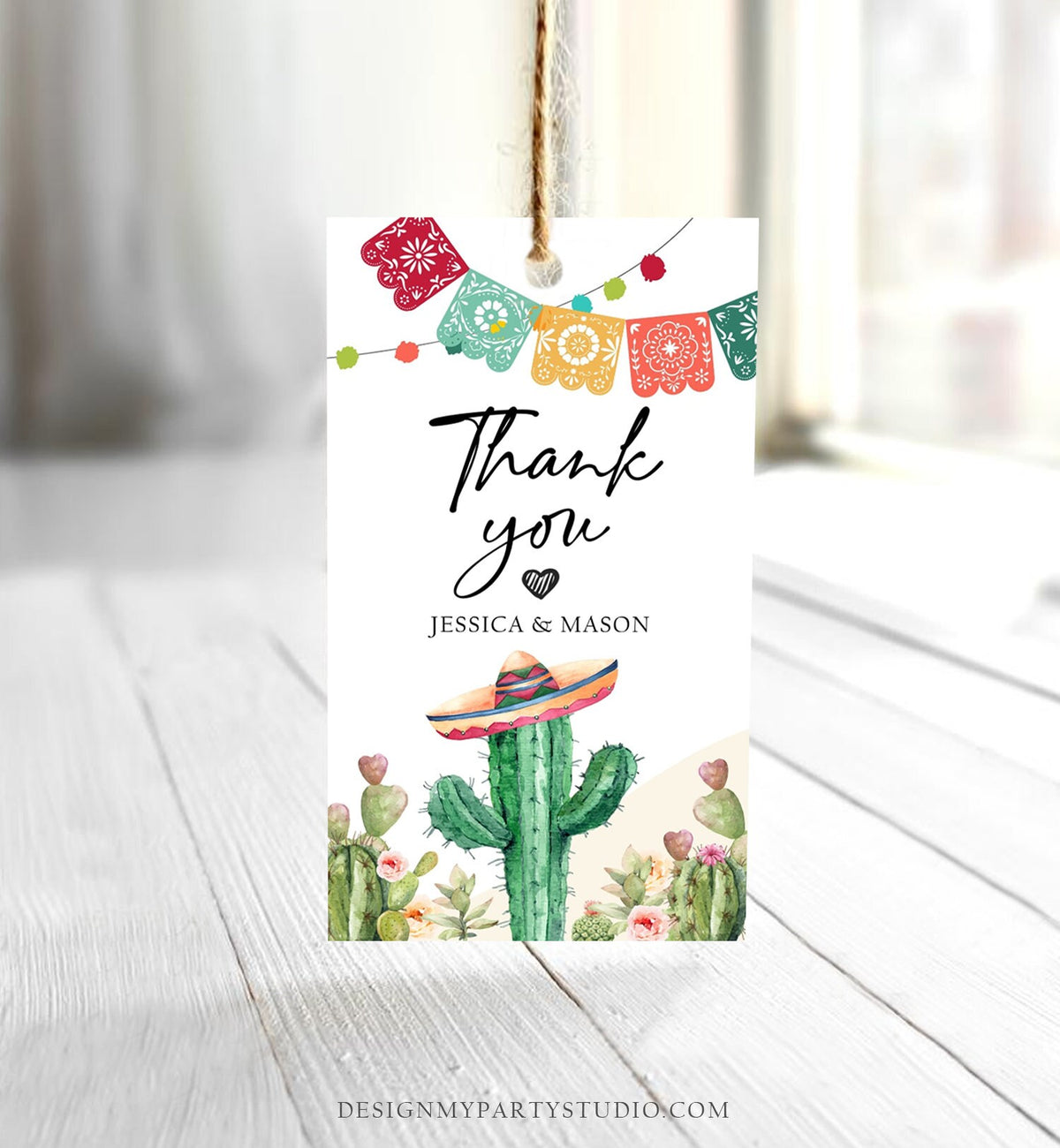 Editable Cactus Fiesta Favor Tags Fiesta Thank You Tag Mexican Muchas Gracias Bridal Shower Succulent Couples Watercolor Corjl Template 0404