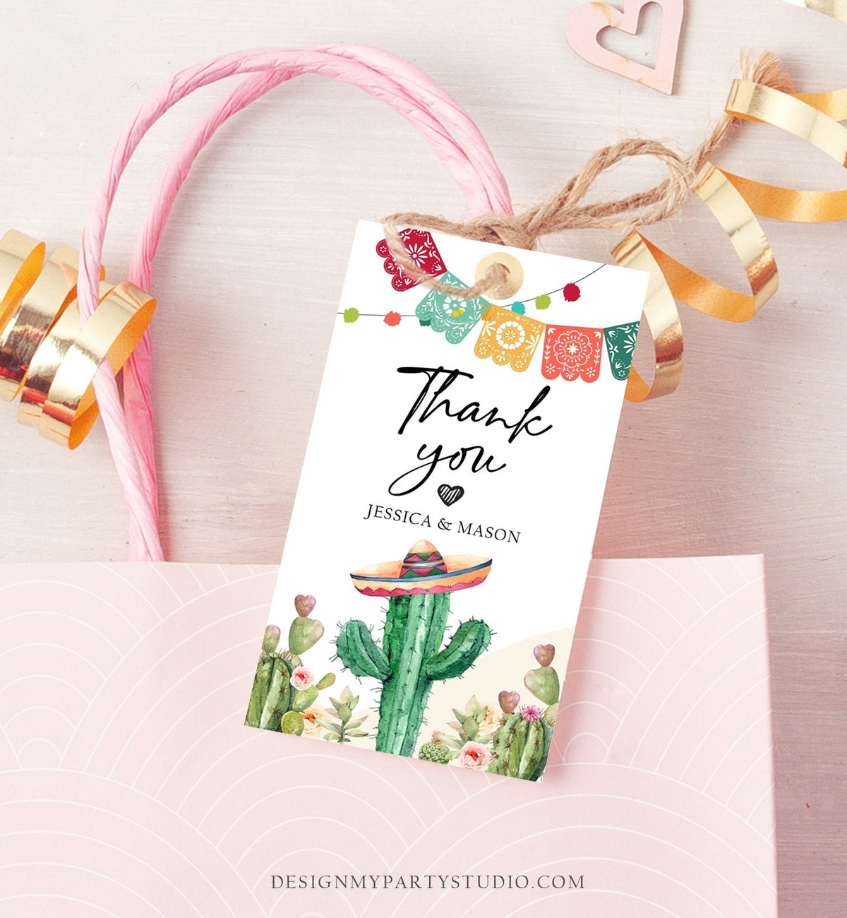 Editable Cactus Fiesta Favor Tags Fiesta Thank You Tag Mexican Muchas Gracias Bridal Shower Succulent Couples Watercolor Corjl Template 0404