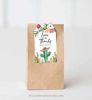 Editable Cactus Fiesta Favor Tags Love and Thanks Mexican Muchas Gracias Bridal Shower Succulent Couples Watercolor Corjl Template 0404