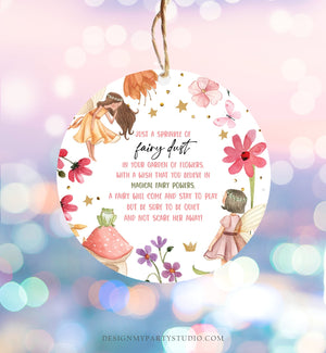 Editable Fairy Dust Favor Tags Enchanted Forest Birthday Magical Pixie Dust Poem Cards Fairy Garden Download Template PRINTABLE Corjl 0406