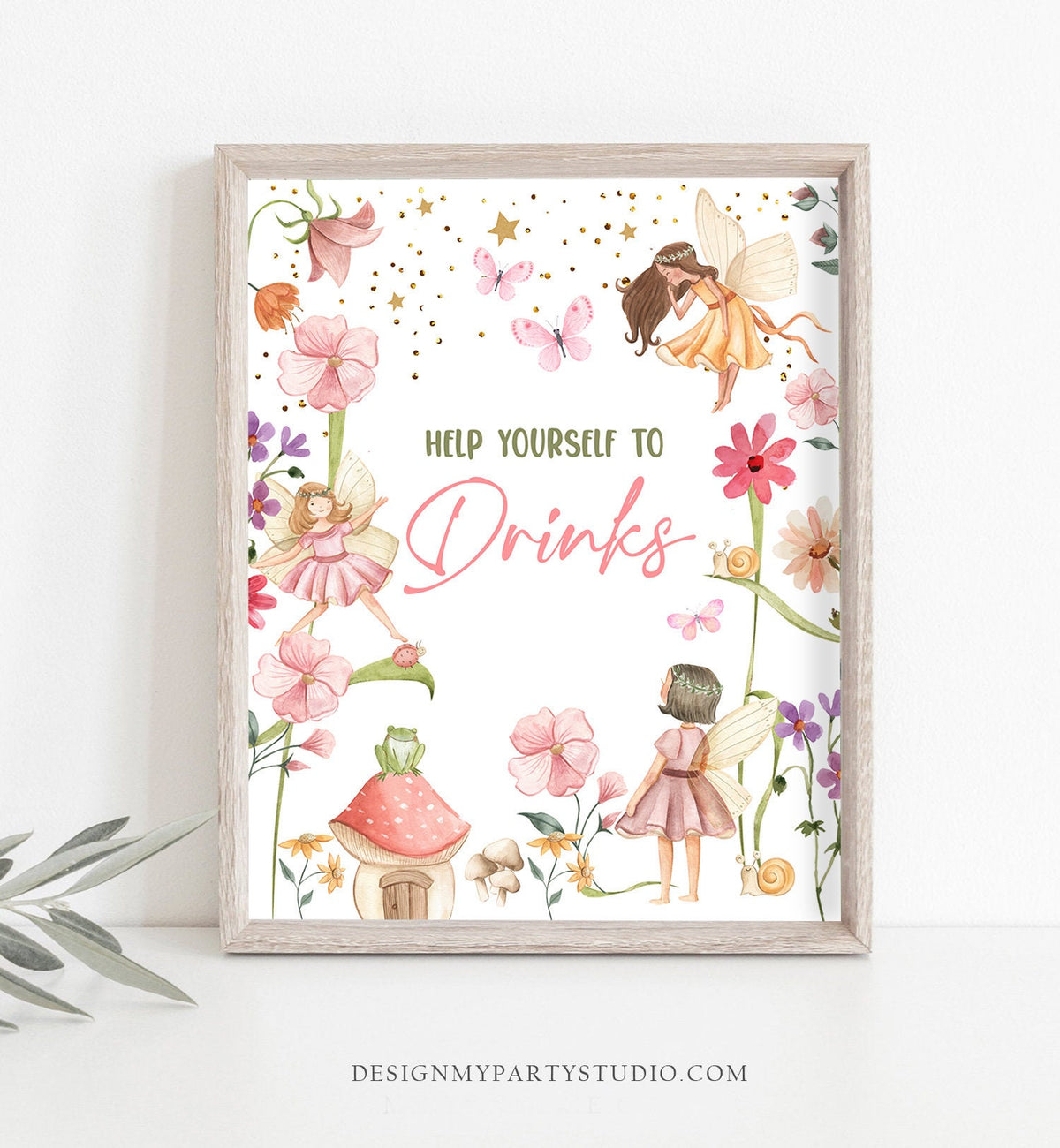 Drinks Sign Fairy Birthday Sign Drink Table Decor Drinks Labels Magical Fairy Garden Tea Party Girl Table Sign Decorations Printable 0406