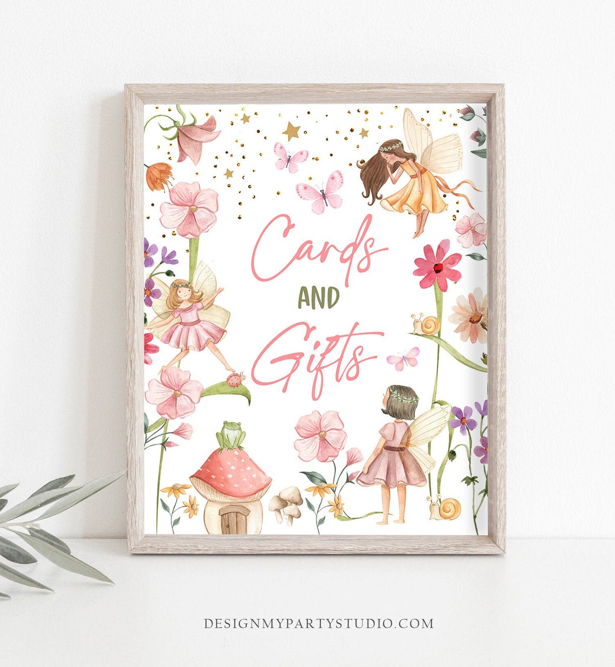 Cards and Gifts Sign Fairy Birthday Sign Gifts Table Decor Magical Fairy Garden Tea Party Decor Girl Table Sign Decorations Printable 0406