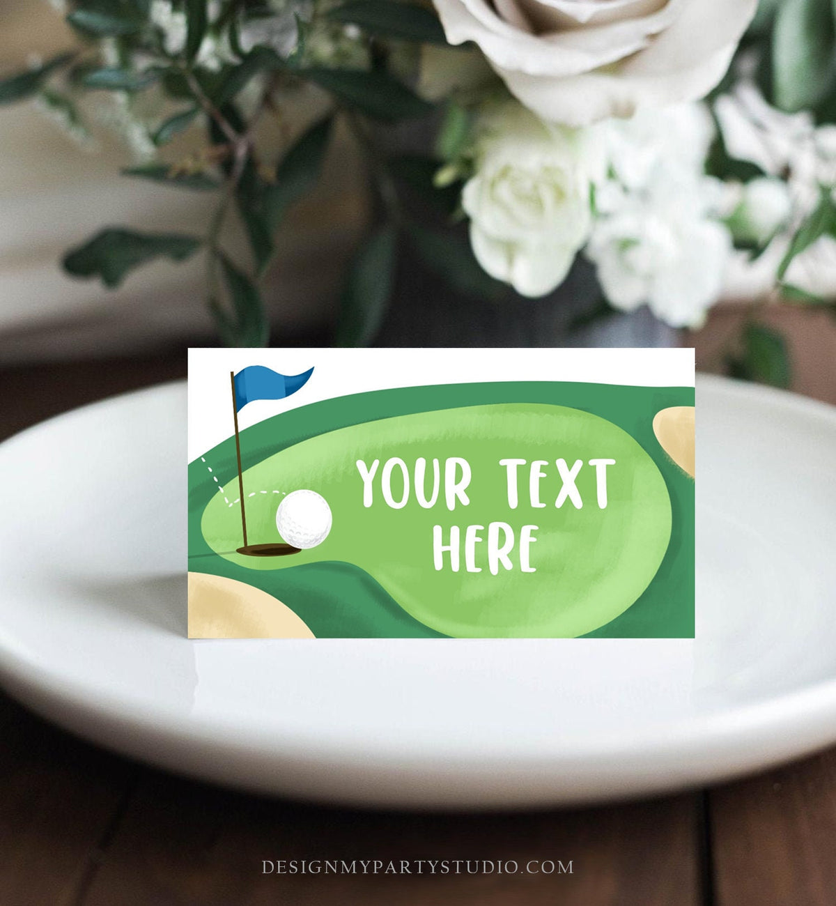 Editable Golf Birthday Food Tent Cards Golf Labels Golf Party Place Cards Boy 1st Birthday Hole in One Sports Printable Template Corjl 0405