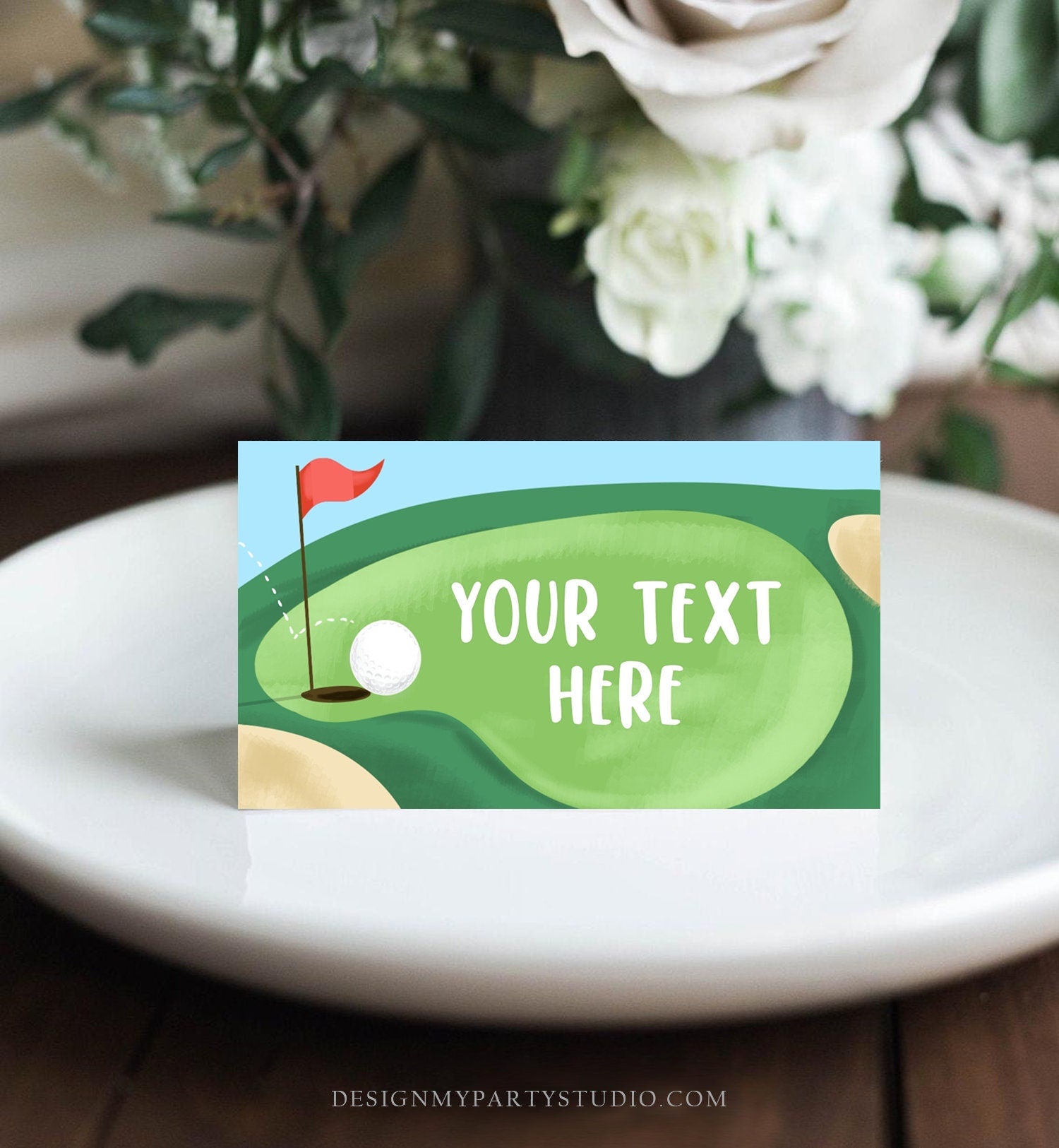 Editable Golf Birthday Food Tent Cards Golf Labels Golf Party Place Cards Boy 1st Birthday Hole in One Sports Printable Template Corjl 0405