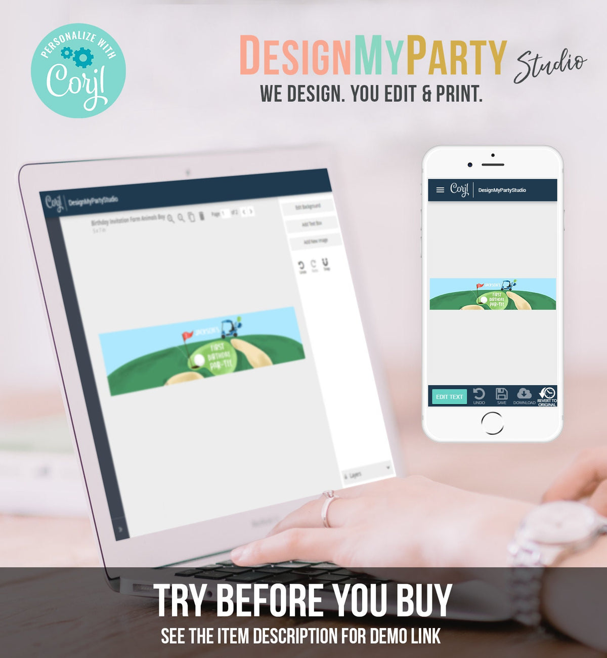 Editable Golf Water Bottle Labels Golf Birthday Party Hole in One Decor Boy Par-tee Golfing Blue Printable Bottle Labels Template Corjl 0405