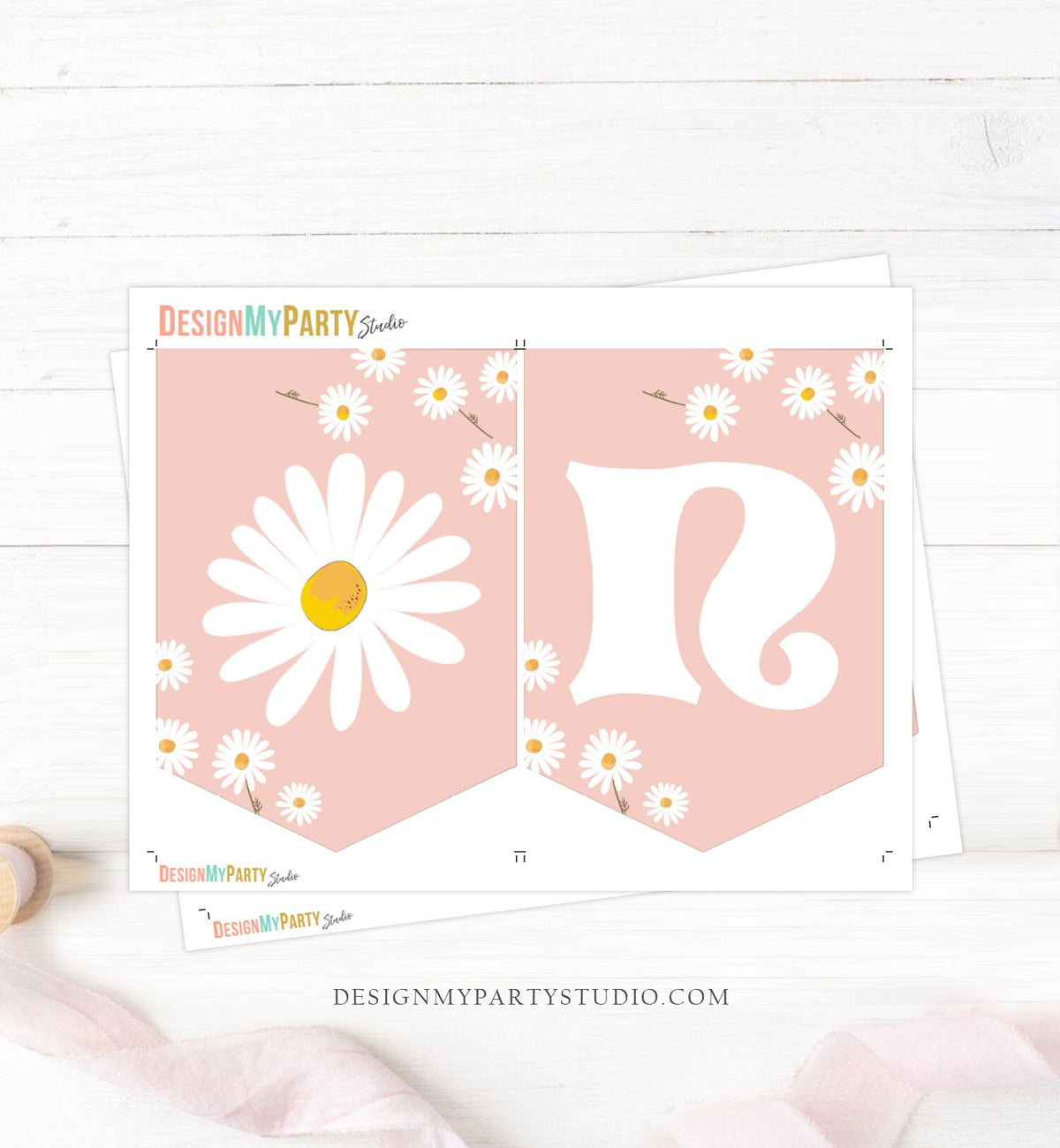 Daisy High Chair Banner Daisy Birthday Party Girl 1st First Birthday Pink High Chair Banner ONE Floral Boho Decor PRINTABLE Digital 0410