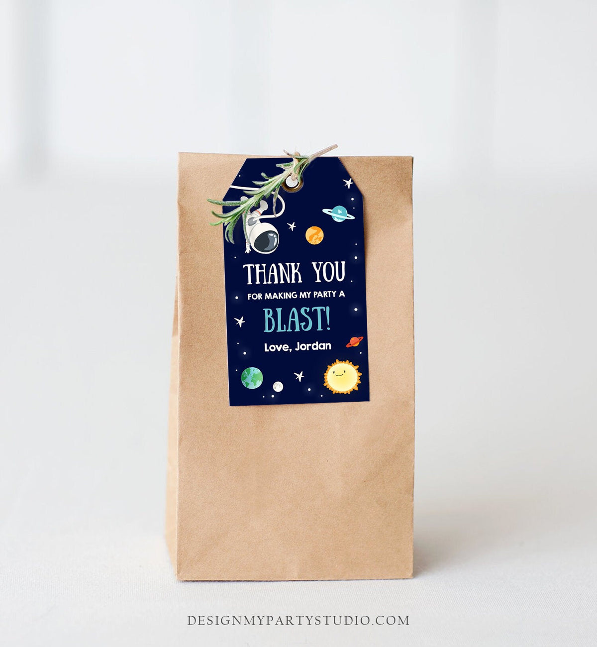 Editable Space Astronaut Favor Tags Space Birthday Thank You Tags Label Rocket Gift Outer Space Party Shower Corjl Template Printable 0259