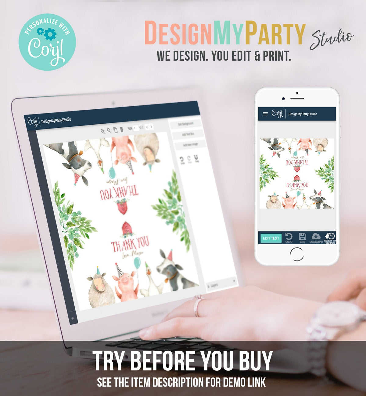 Editable Farm Animals Treat Bag Toppers Farm Birthday Thank You Barnyard Loot Topper Red Farm Boy Digital Download Template Printable 0155