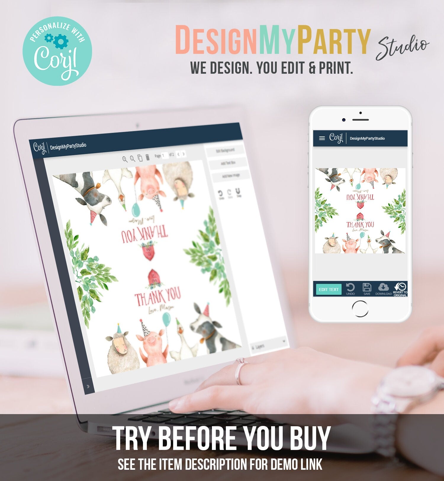 Editable Farm Animals Treat Bag Toppers Farm Birthday Thank You Barnyard Loot Topper Red Farm Boy Digital Download Template Printable 0155