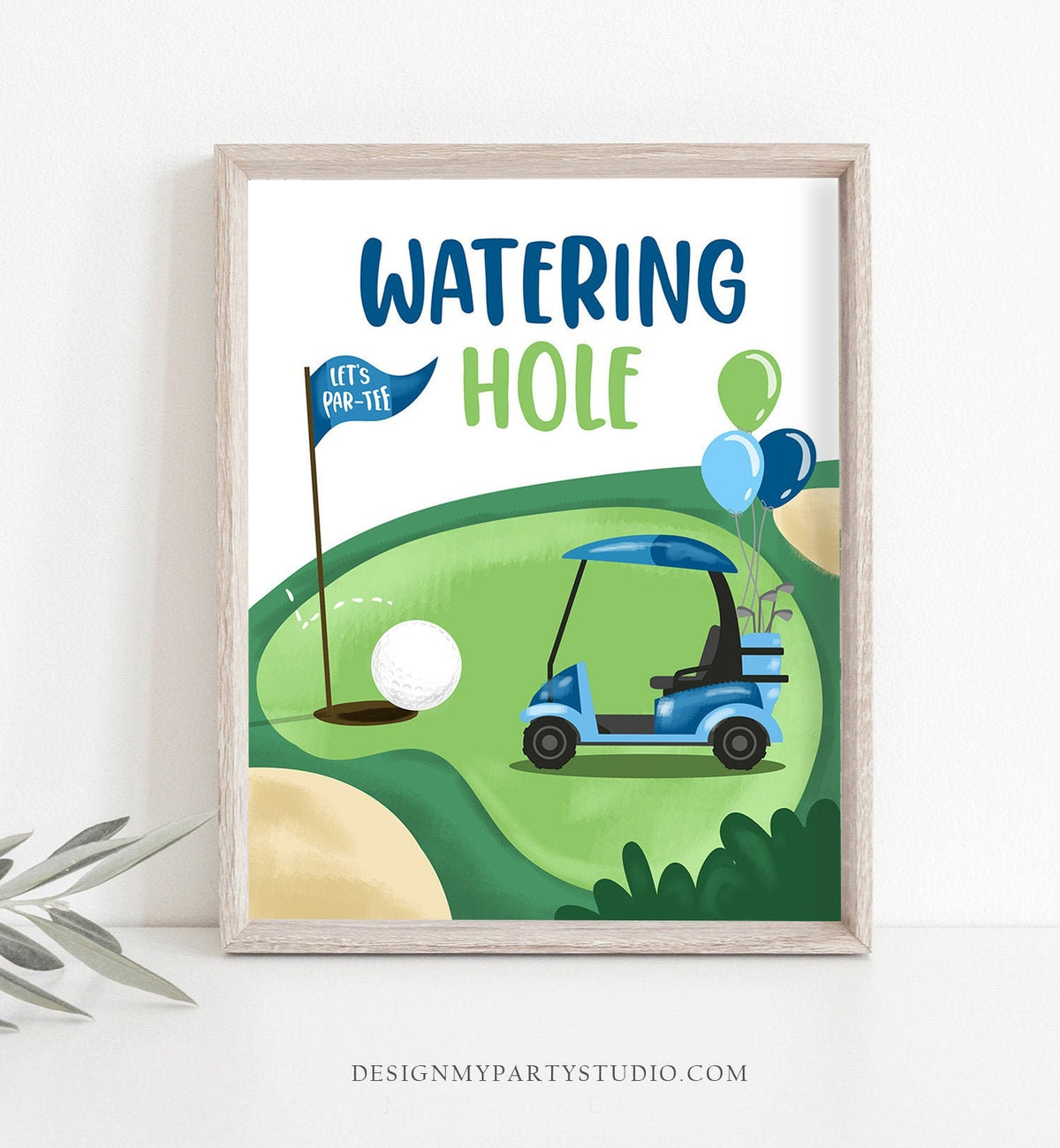 Watering Hole Birthday Sign Drink Table Golf Birthday Party Decor Par-tee Decorations Golfing Hole in One 1st Drinks Download Printable 0405