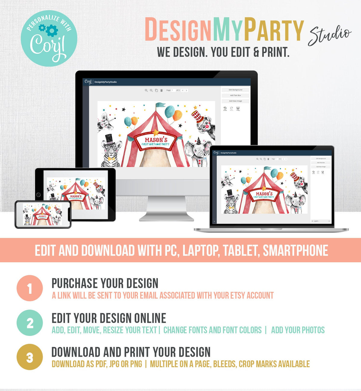 Editable Circus Gable Gift Box Label Carnival Favor Box Circus Birthday Treat Box Label Circus Theme Big Top Digital Template Printable 0355