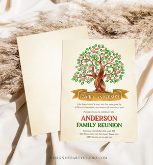 Editable Family Tree Invitation Family Reunion Party Family Tree Gathering Picnic BBQ Summer Christmas Download Corjl Template Printable