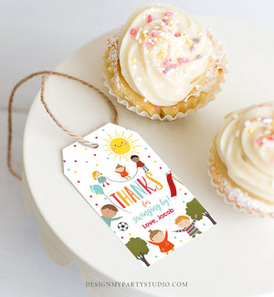 Editable Playground Favor tags Party In the Park Thank you tags Boy Birthday Run Climb Slide Download Digital Printable Template Corjl 0327