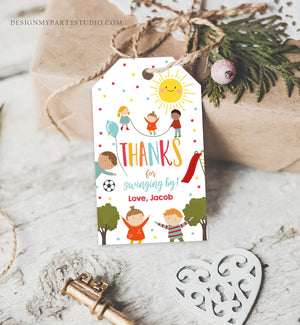 Editable Playground Favor tags Party In the Park Thank you tags Boy Birthday Run Climb Slide Download Digital Printable Template Corjl 0327