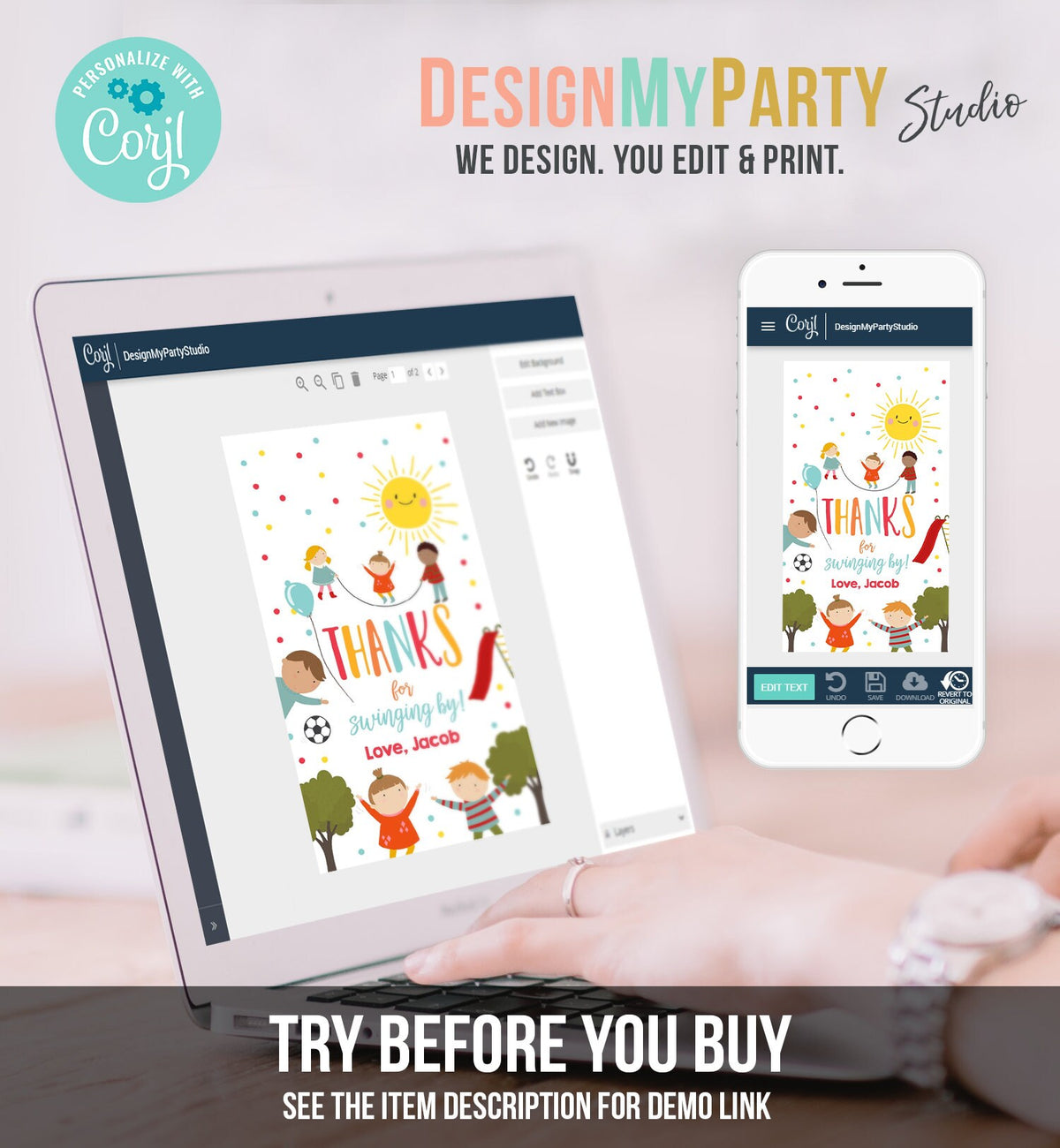 Editable Playground Favor Tag Party In the Park Thank You Tag Boy Birthday Run Climb Slide Digital Download Template Printable 0327